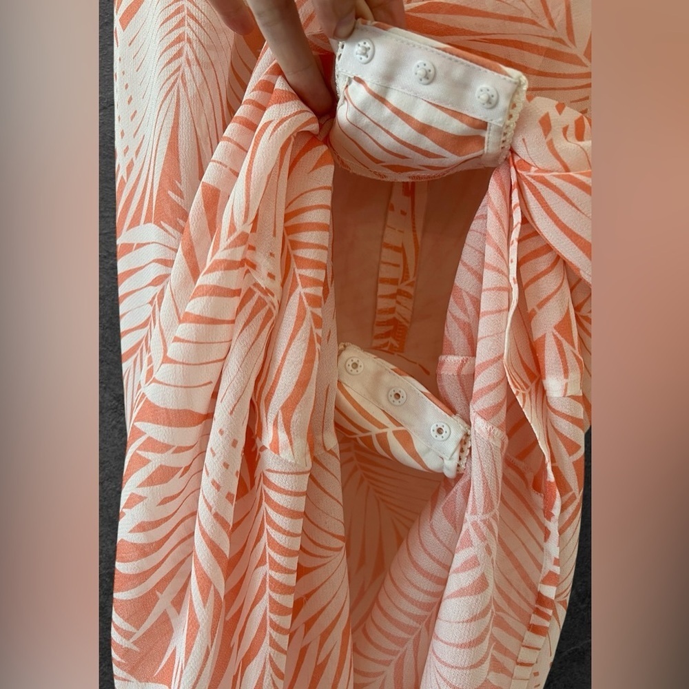 For Love and Lemons Desert Palm Peach Patterned Sheer Midi Skirt Size M - Picture 7 of 12